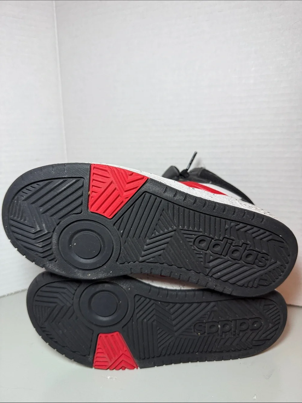 Adidas Hoops 3.0 Mid Kids Basketball Shoes Size 2 Black Red White